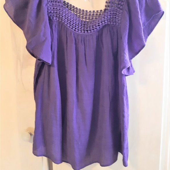 PRICE DROP 
SPENSE * BOHO Lace Purple Blouse Bell Sleeve Size MEDIUM - - Picture 8 of 14